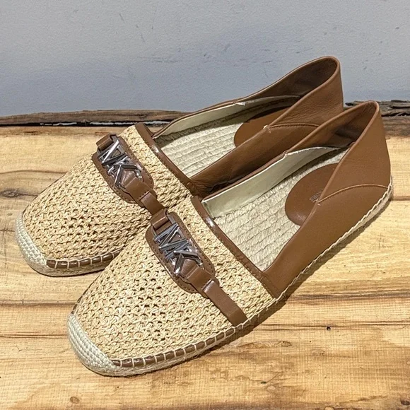 Michael Kors Ember Slip On Leather& Woven Espadrilles Size 10 A35 - Picture 6 of 13